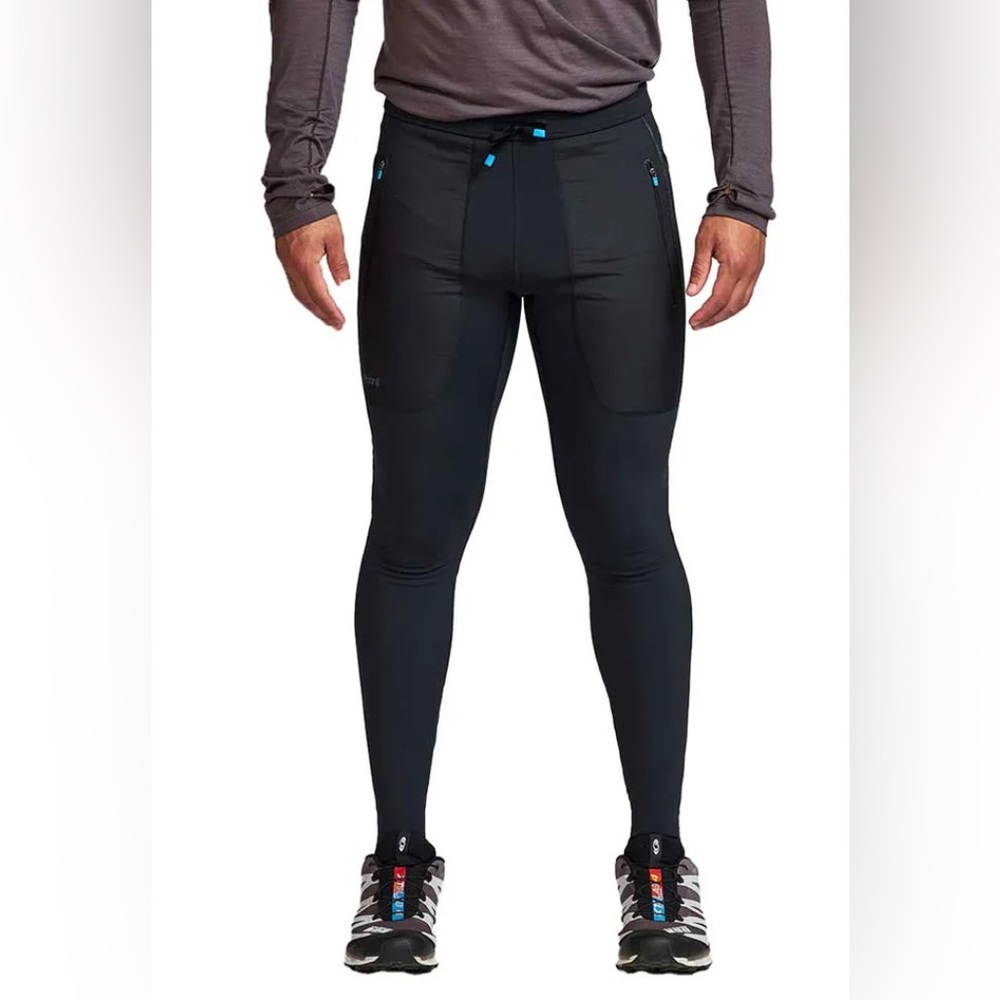 Janji Boreal Fleece Running Tights Men’s Large Black Thermal Trail Zip Pocket - Picture 2 of 13